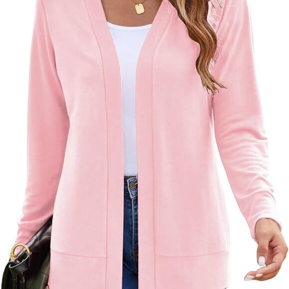 Womens Casual Lightweight Long Sleeve Cardigan Flowy Soft Open Front Knit Cardig - Picture 1 of 5